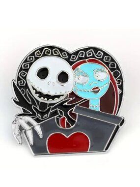 Nightmare Before Christmas Enamel Pin Jack & Sally Brooch Disney Goth Emo Scene